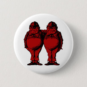 Tweedle Dee und Tweedle Dum mit Tinte geschwärzte Button