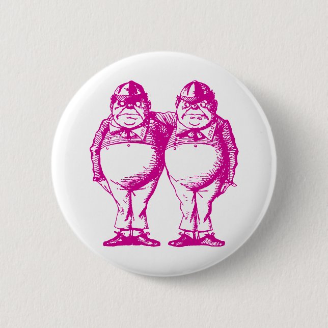 Tweedle Dee und Tweedle Dum mit Tinte geschwärztes Button (Vorderseite)
