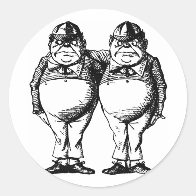 Tweedle Dee und Tweedle Dum Runder Aufkleber (Vorderseite)