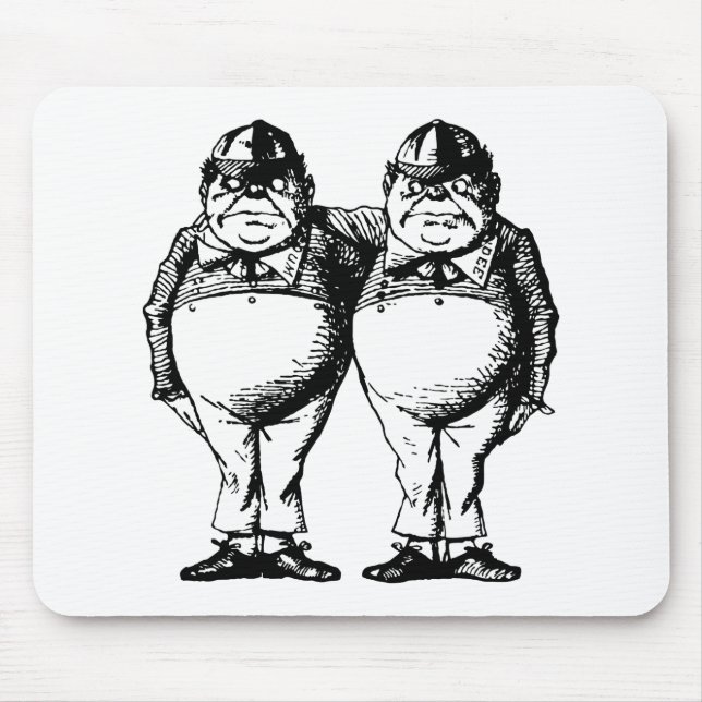 Tweedle Dee und Tweedle mit Tinte geschwärztes Dum Mousepad (Vorne)