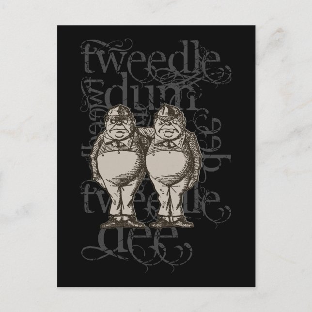 Tweedledum & Tweedledee Grunge (Single Abbildung) Postkarte (Vorderseite)