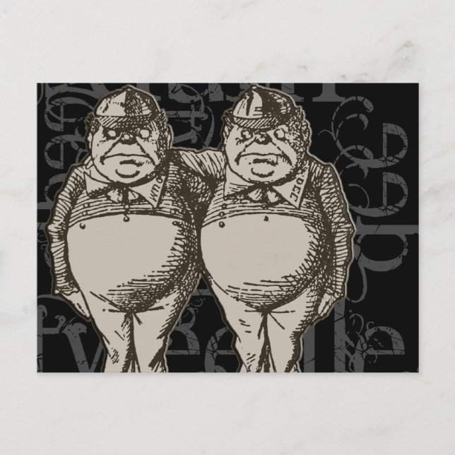 Tweedledum & Tweedledee Grunge (Single Abbildung) Postkarte (Vorderseite)