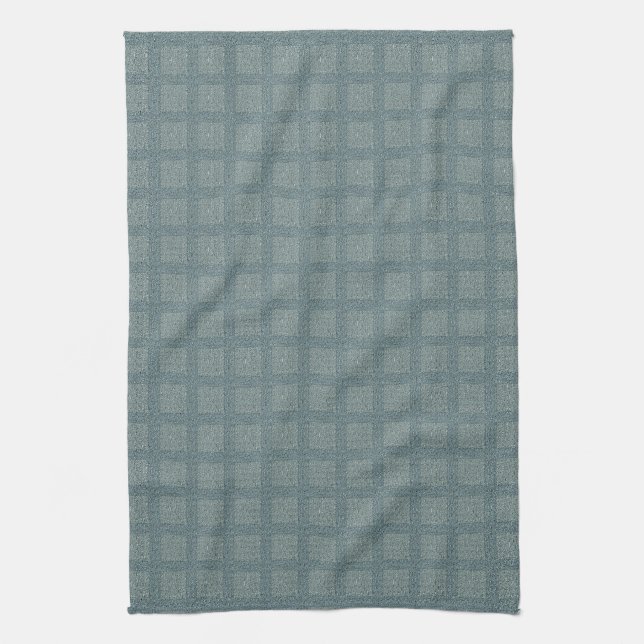 Tweedy Wool Aqua und grünes Muster Geschirrtuch (Vertikal)