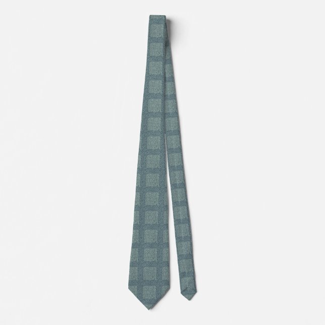 Tweedy Wool Aqua und grünes Muster Krawatte (Vorderseite)