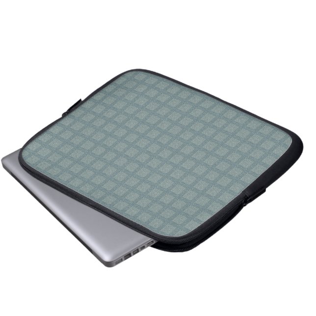 Tweedy Wool Aqua und grünes Muster Laptopschutzhülle (Vorne Knopf)