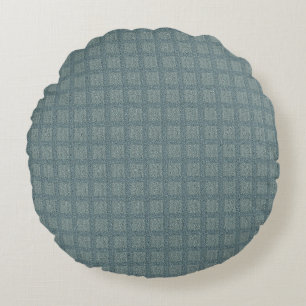 Tweedy Wool Aqua und grünes Muster Rundes Kissen