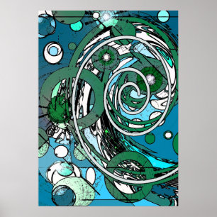 Tween Circles - Blue / Green Abstrakt Poster