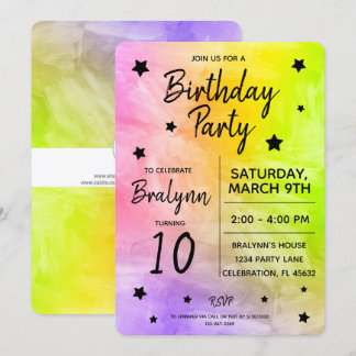 Tween Girl Geburtstagsparty - Farbgestaltung Einladung