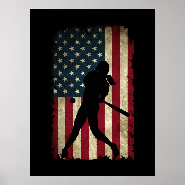 Tween Girls Softball Stuff USA Flag Poster (Vorne)