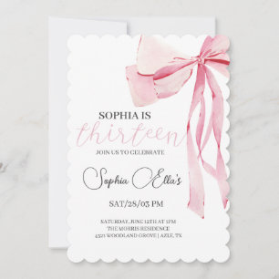 Tween Pink Bow 13. Geburtstag Coquette 13. Gebur Einladung