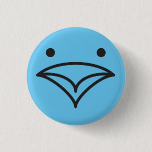 Tweet Funny Little Blue Bird of Happiness Face Button