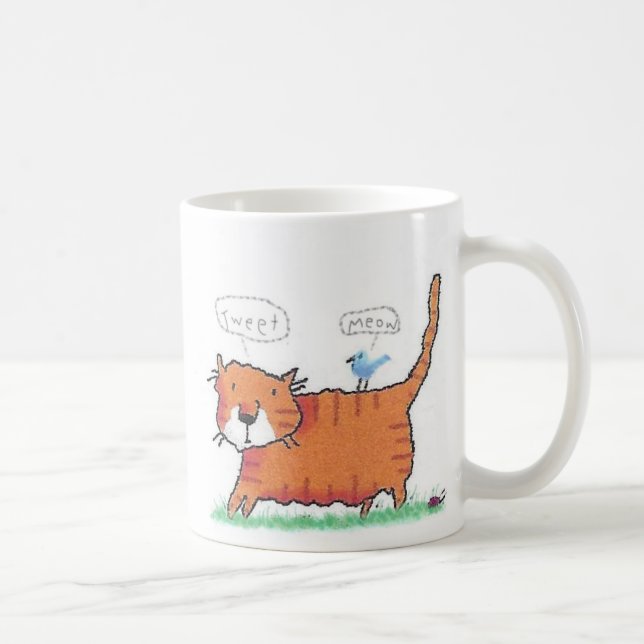 "TWEET und MEOW" Kaffeetasse (Rechts)