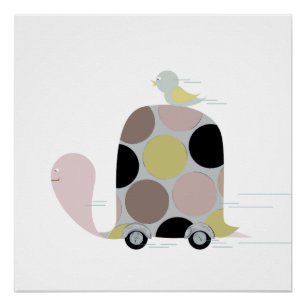 Tweeter auf einer Schildkröte Poster