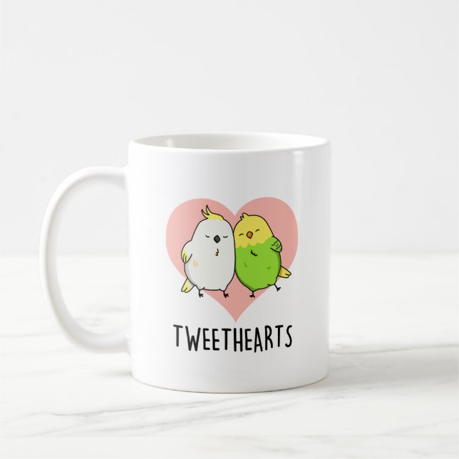 Tweethearts Funny Love Birds Pun Kaffeetasse (Links)