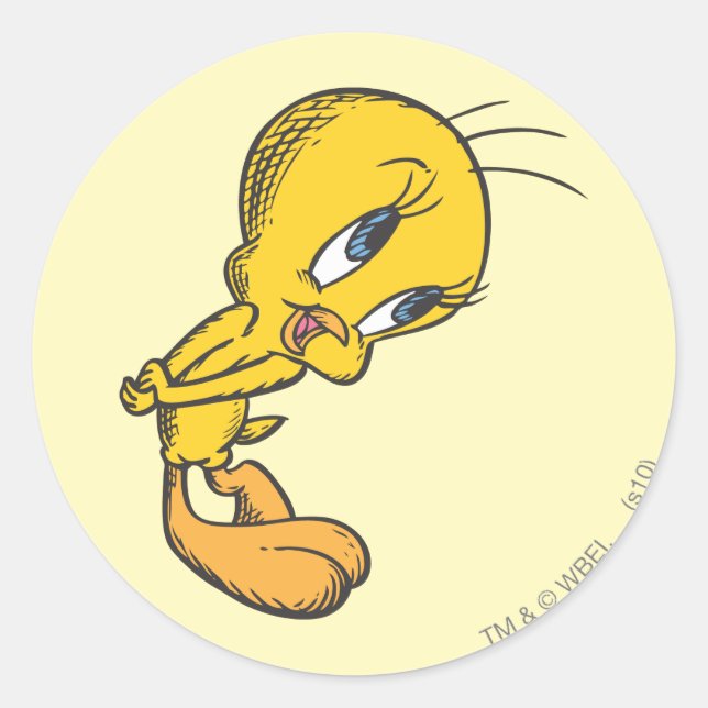 TWEETY™ Bashful Runder Aufkleber (Vorderseite)