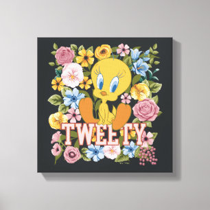 TWEETY™ Blumenstickerei Grafik Leinwanddruck