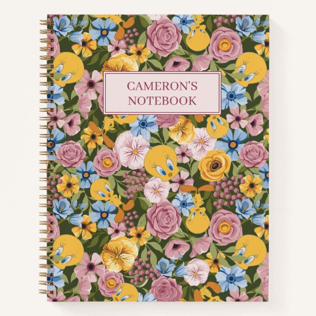 TWEETY™ Blumenstickerei-Muster Notizbuch (Vorderseite)