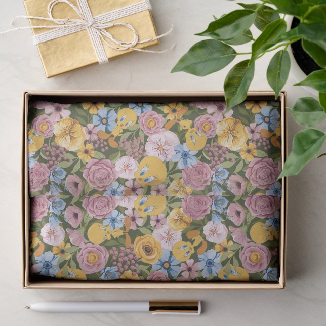TWEETY™ Blumenstickereimuster Seidenpapier (Geschenk)