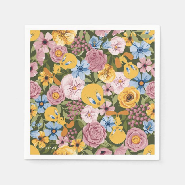 TWEETY™ Blumenstickmuster Serviette (Vorderseite)