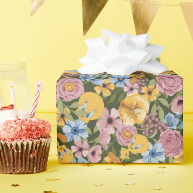 TWEETY™ Floral Embroidery Pattern Geschenkpapier (Geburtstagsparty)