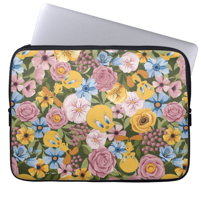 TWEETY™ Floral Embroidery Pattern Laptopschutzhülle (Vorderseite)