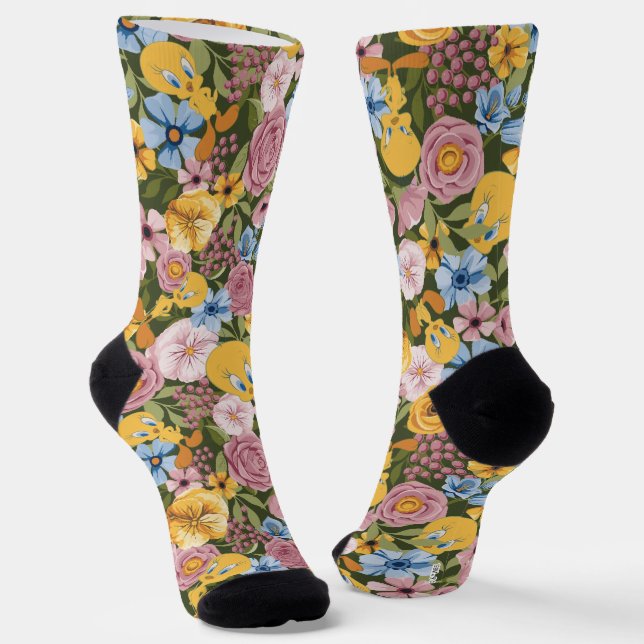 TWEETY™ Floral Embroidery Pattern Socken (Gewinkelt)