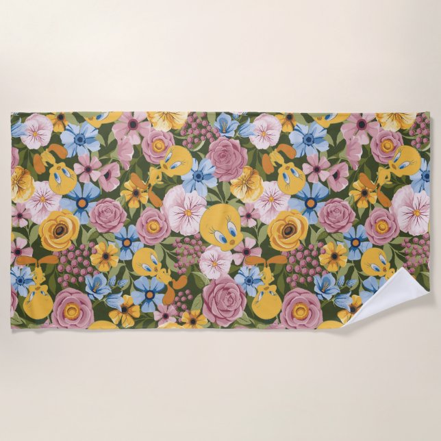 TWEETY™ Floral Embroidery Pattern Strandtuch (Vorderseite)