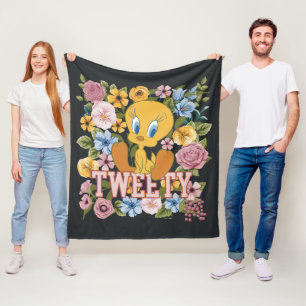 TWEETY™ Florale Stickerei Grafik Fleecedecke
