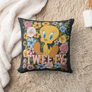 TWEETY™ Florale Stickerei Grafik Kissen