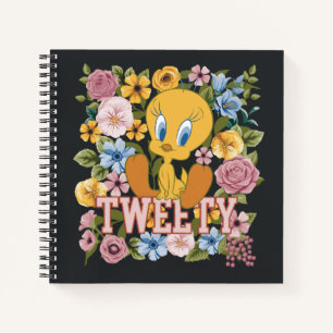 TWEETY™ Florale Stickerei Grafik Notizbuch