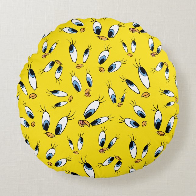 TWEETY™-Gesichtspattern Rundes Kissen (Vorderseite)