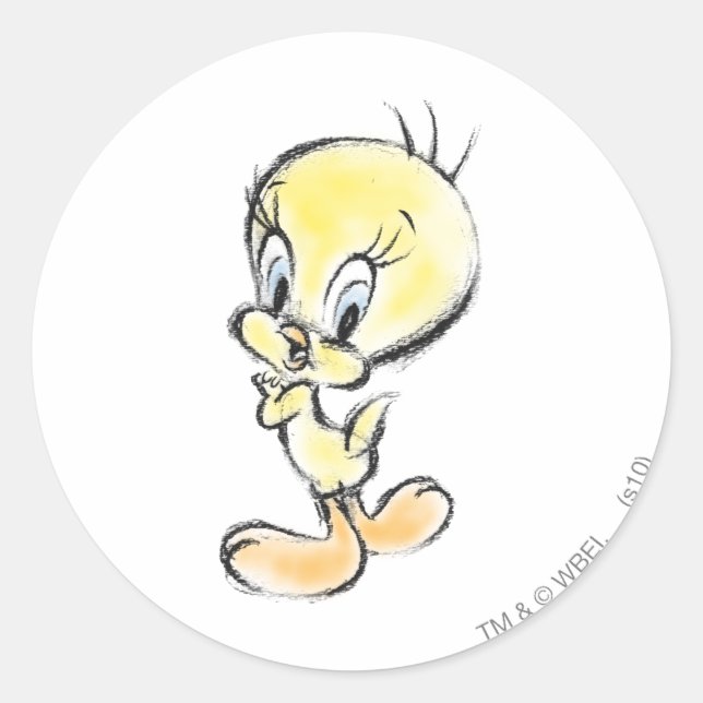 TWEETY™ - Hand Fertig Runder Aufkleber (Vorderseite)