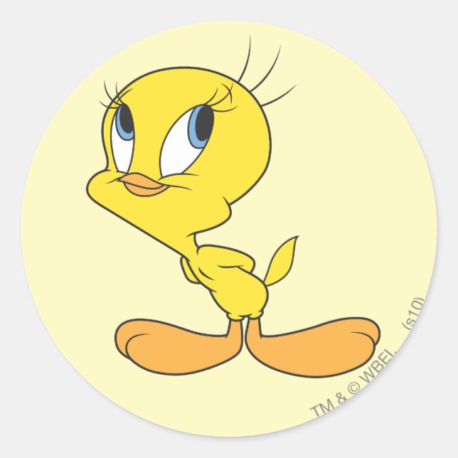 TWEETY™ Hmm Runder Aufkleber (Vorderseite)