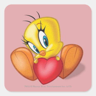 TWEETY™ Holding Heart Quadratischer Aufkleber