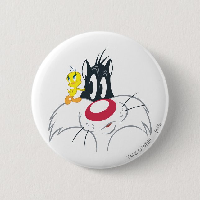 Tweety In Aktionspose 12 Button (Vorderseite)