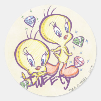 TWEETY™ mit Edelsteinen Runder Aufkleber