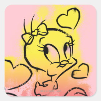 TWEETY™ mit Herz Quadratischer Aufkleber