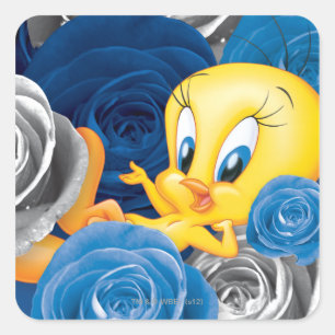 TWEETY™ mit Rose Quadratischer Aufkleber