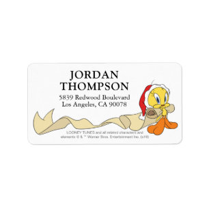 TWEETY™ mit Weihnachts-Wunschliste Adressaufkleber