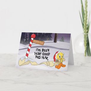 TWEETY™ mit Weihnachts-Wunschliste Feiertagskarte