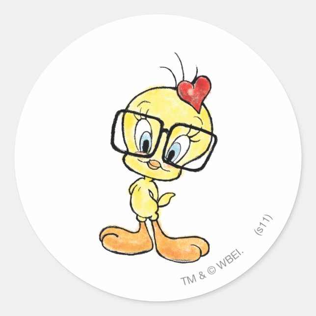 TWEETY™ Nerd Runder Aufkleber (Vorderseite)