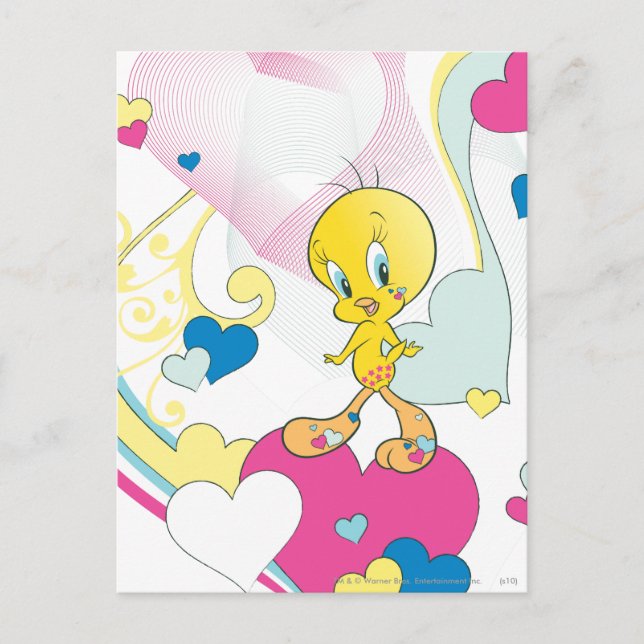 TWEETY™ on Heart Postkarte (Vorderseite)
