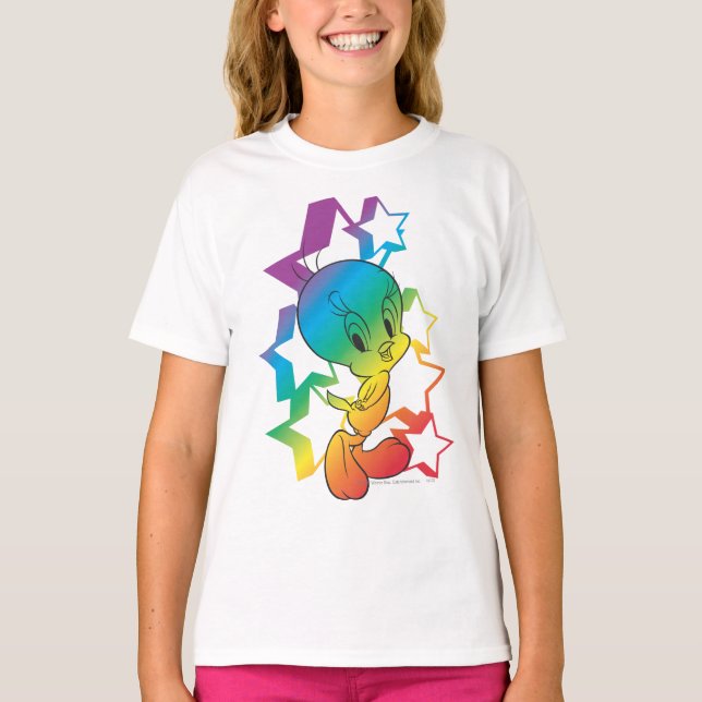 Tweety Rainbow Stars T-Shirt (Vorderseite)