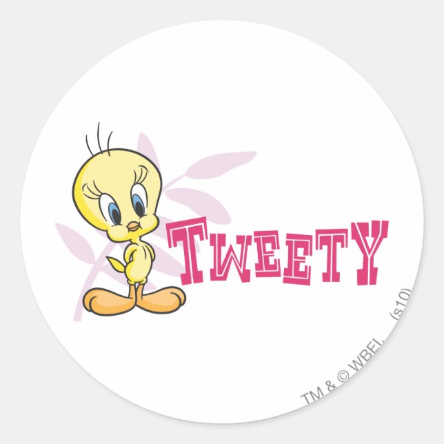 "TWEETY™" rosa Runder Aufkleber (Vorderseite)