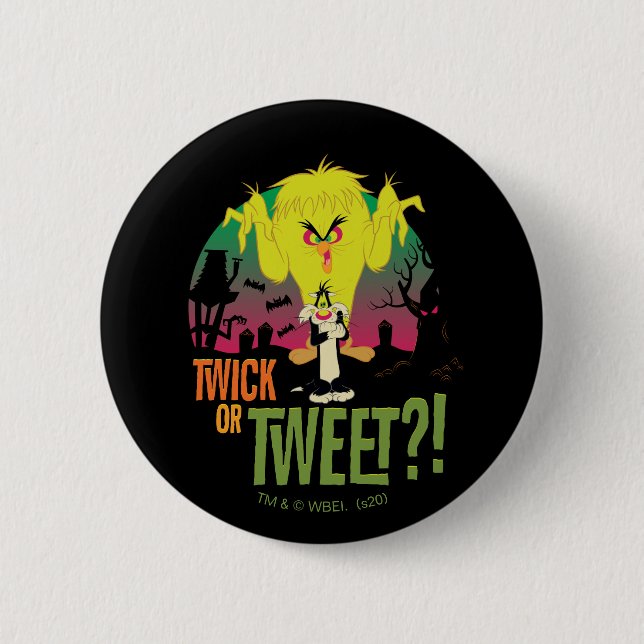 TWEETY™ & SYLVESTER™ "Twick or Tweet" Button (Vorderseite)