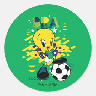 TWEETY™ Team Brasilien Fußball Grafik Runder Aufkleber