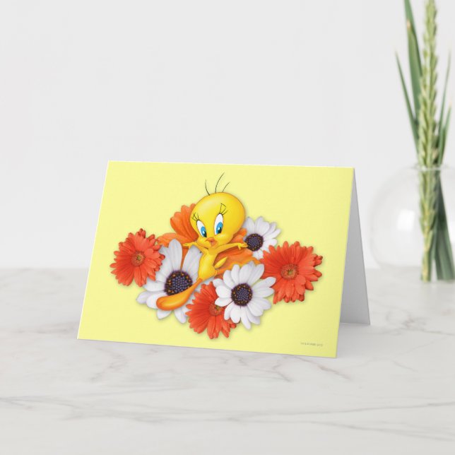 Tweety With Daisies Karte (Vorderseite)