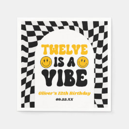 Twelve Is A Vibe Retro 12th Birthday Party Serviette