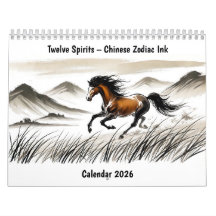 Twelve Spirits – Chinese Zodiac Ink Calendar 2026