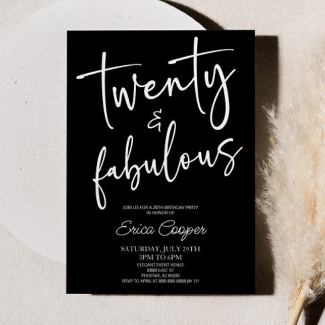 Twenty & Fabulous Minimal 20. Geburtstagsfeier Einladung (Von Creator hochgeladen)